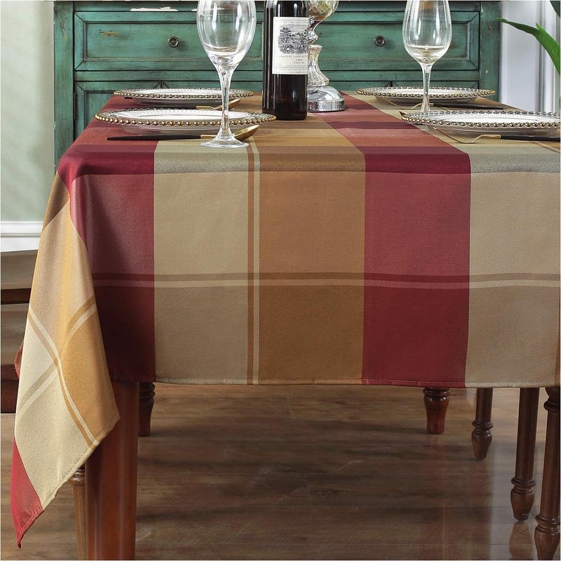 SASTYBALE Rectangle Tablecloth Checkered Style Polyester Table Cloth Spillproof Wrinkle Resistant Heavy Weight Table Cover for Kitchen Dinning Tabletop (Rectangle/Oblong,60" x 102"(8-10 Seats),Red) - Image 1